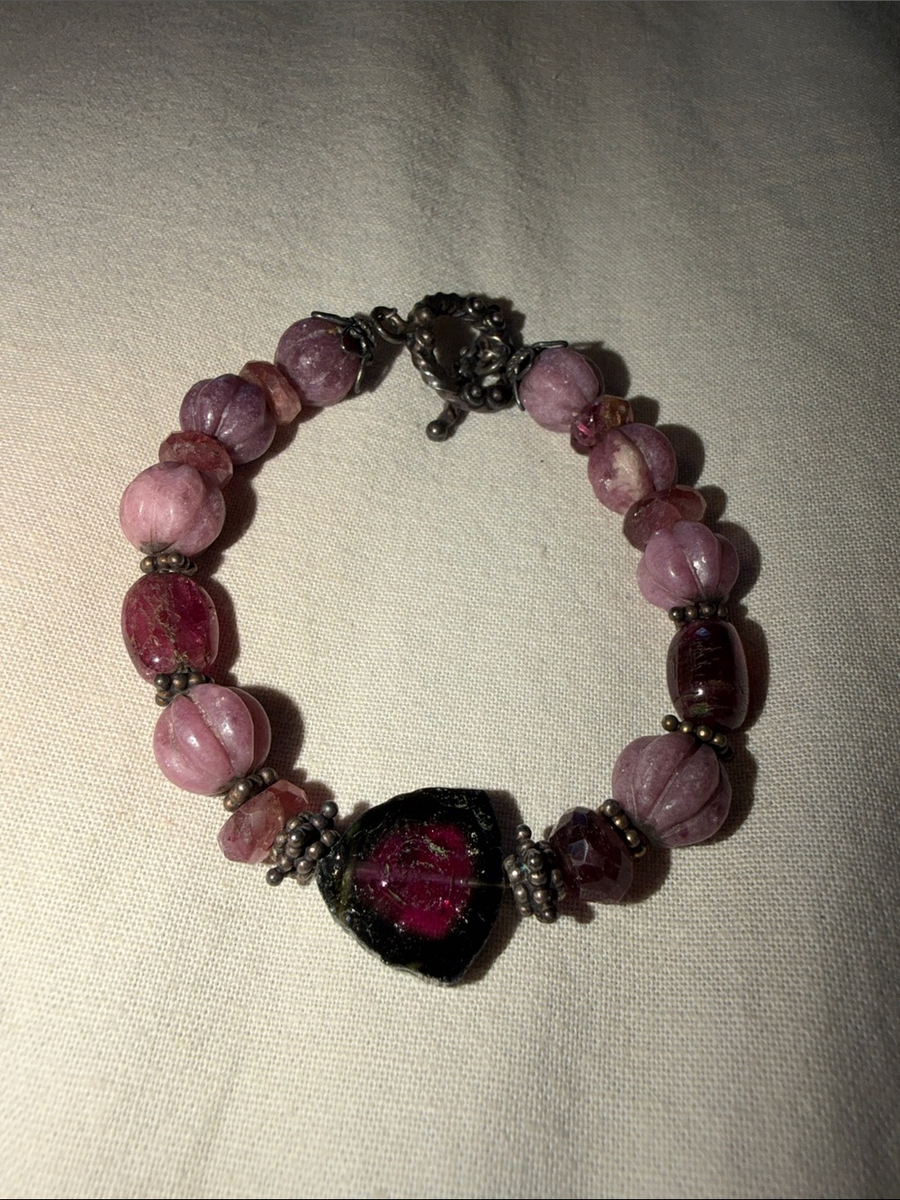 Pink Beaded Gemstone Bracelet - Elegant Women's Jewelry